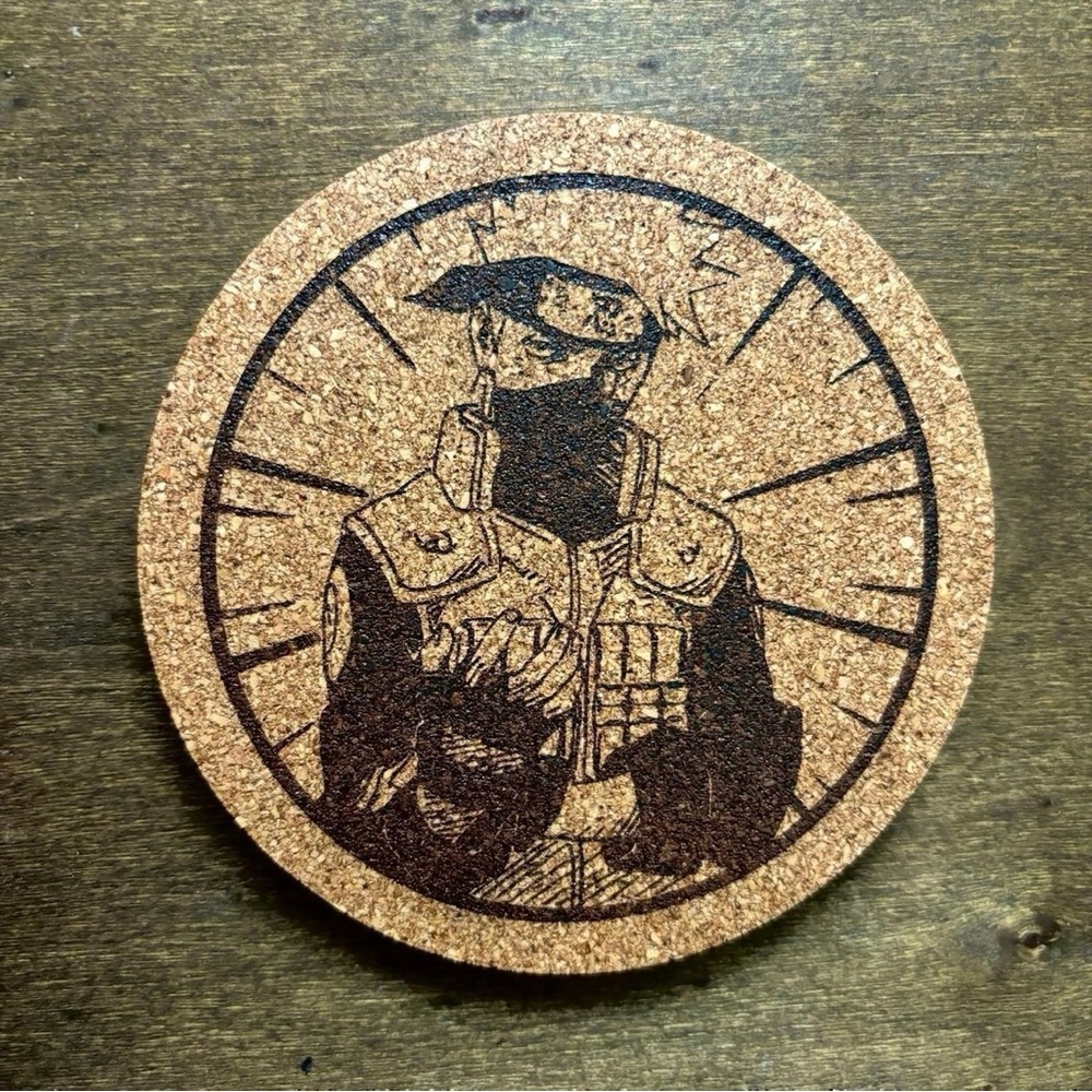 Naruto Kakashi Laser Engraved Cork Coaster